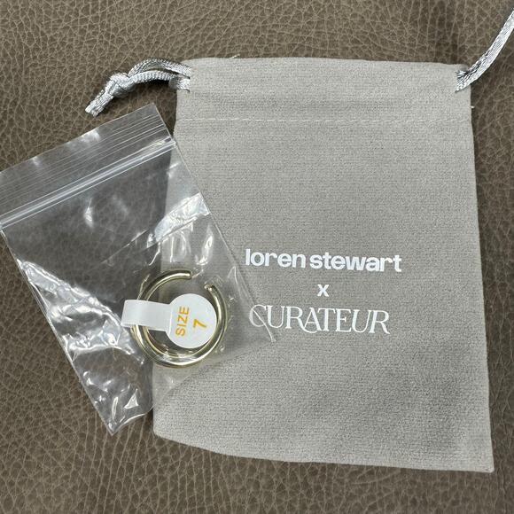 LOREN STEWART Curateur Open Band Ring 14k Yellow Gold Plated Size 7 Double Band - Picture 3 of 6